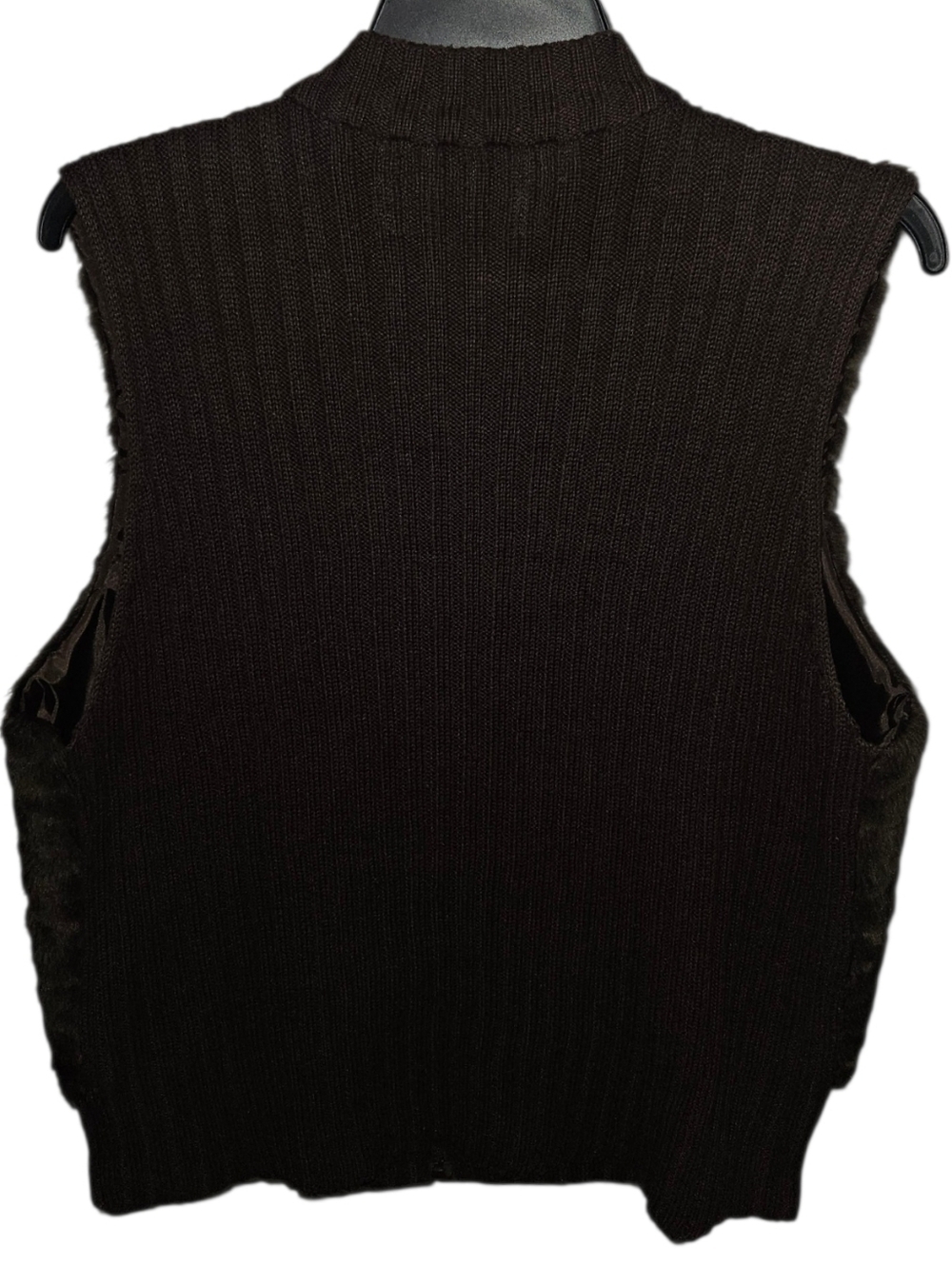Tiara Faux Fur Zig-Zag Full Zip Knit Vest - Picture 3 of 3